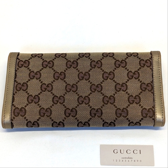 Gucci Canvas & Leather Sukey Continental Long Wallet Vintage Host Pick Authentic - Picture 4 of 15